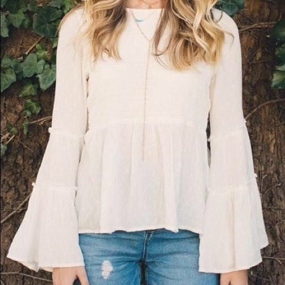 American Eagle Outfitters Tops - White Smock Bell Sleeve | American Eagle